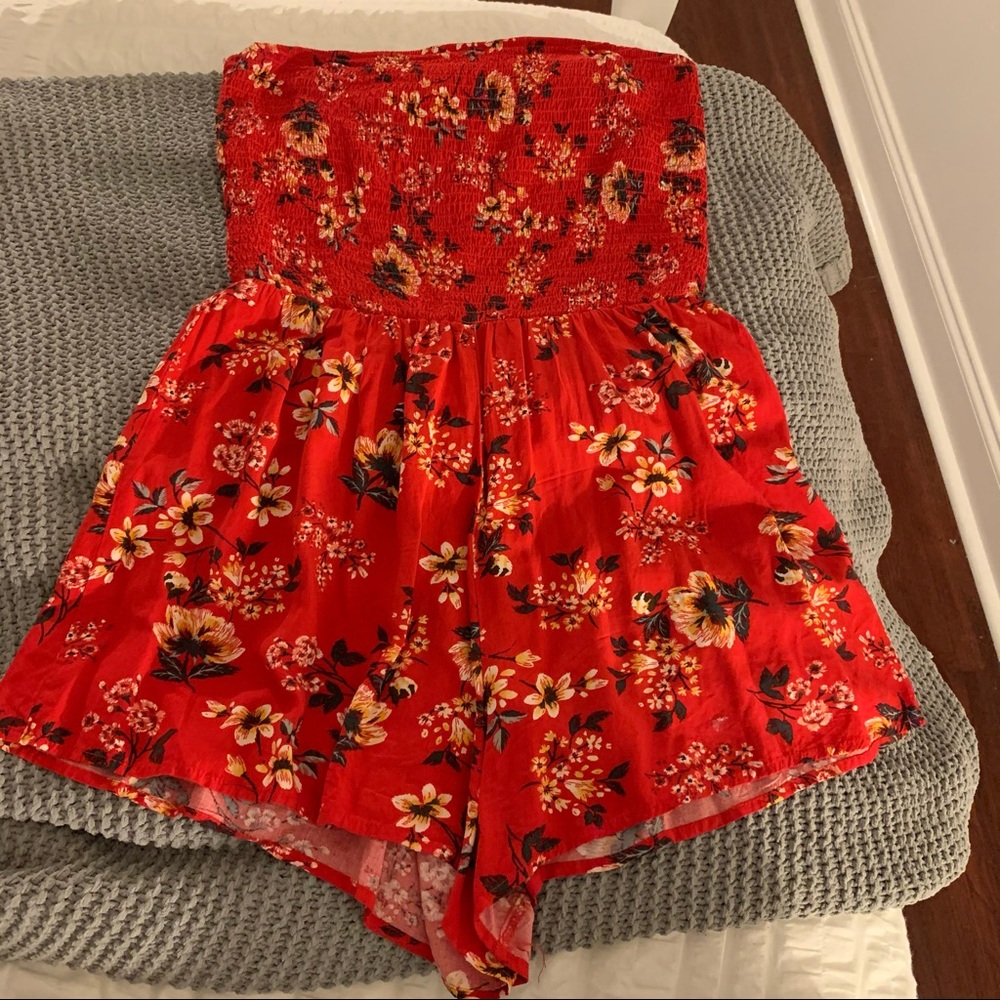Garage Red Flower Romper